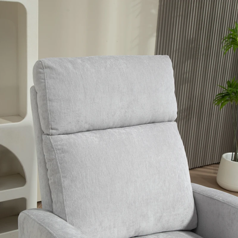 HOMCOM Poltrona Reclinabile 150° max con Poggiapiedi, in Tessuto Effetto Lino, 68x90x106 cm, Grigio Chiaro