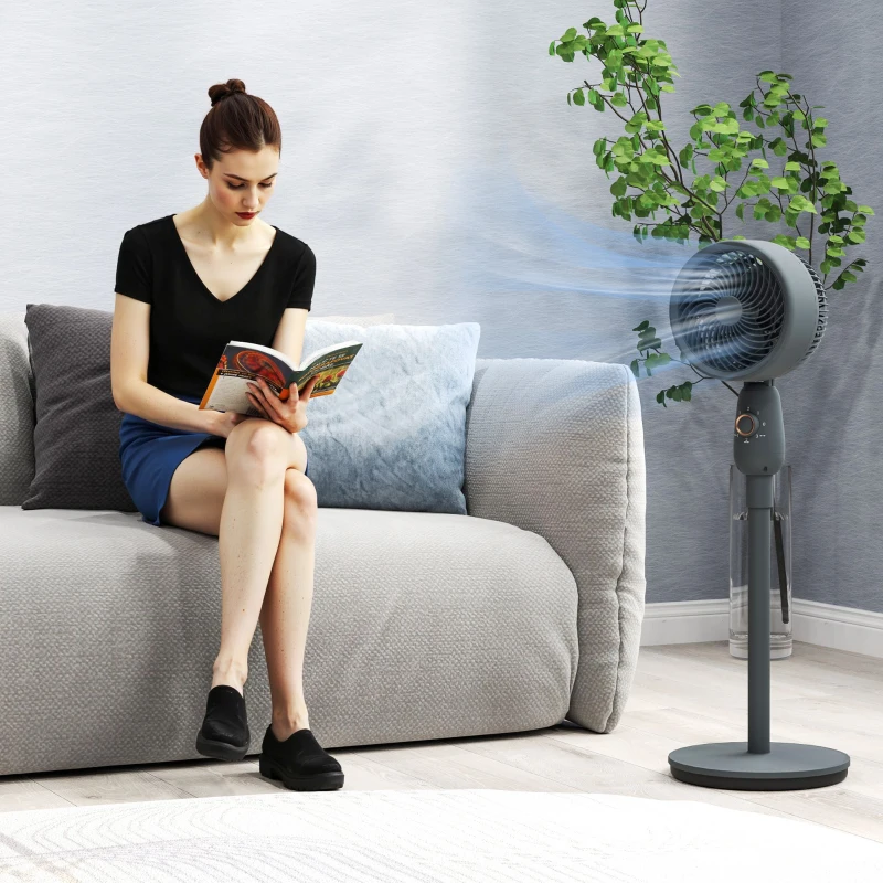 HOMCOM Pedestal Fan, Powerful Air Circulator, 12 Inch Floor Standing Fan with 3 Speed Settings, Oscillating Function for Bedroom, Home and Office, Grey