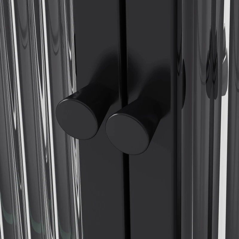 3-türiger Wandmontierter Glasschrank mit Gewölbtem Design, Vielseitiger Stauraum, 90×20×70 cm, Schwarz