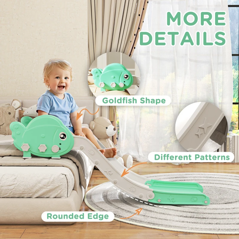 AIYAPLAY Kids Sofa Slide with 130cm Extended Length, HDPE Toddler Slide for Sofa, Bed, Stairs, Easy Assemble & Storage, Green