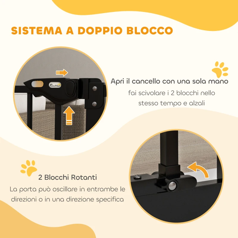 PawHut Cancellino per Cani a 2 Estensioni con Larghezza Regolabile fino 100 cm e Chiusura Automatica, Nero