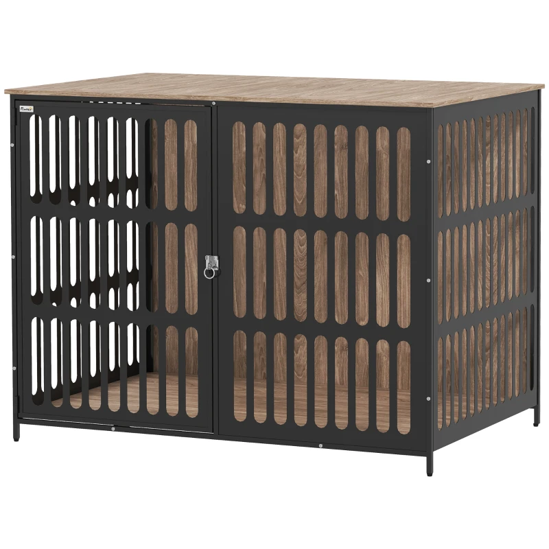 PawHut Dog Crate Furniture with Anti-Chew Resistant Mesh, Anti-Escape Single Door, for Extra Large Dogs, 118 x 80 x 92 cm
