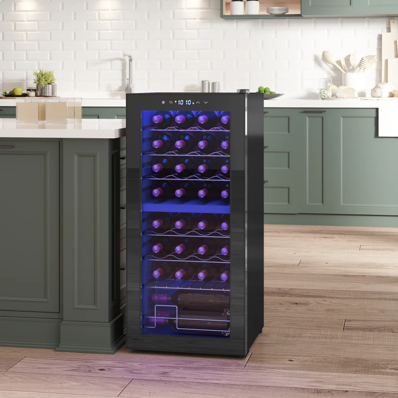 HOMCOM 32 Bottle Dual Zone 5-18℃ Wine Fridge - Black