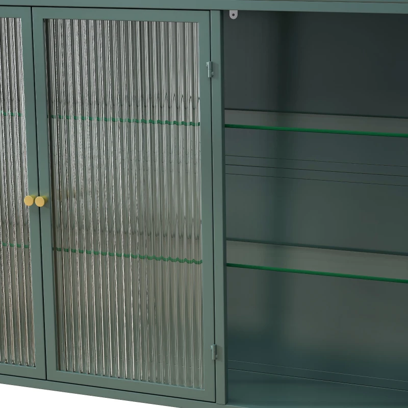 Badezimmerschrank hängend mit 3 Türen und Glasfront, 90x20x70 cm, perfekt fürs Badezimmer, Dunkelgrün