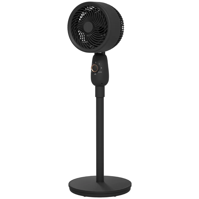 HOMCOM Pedestal Fan, Powerful Air Circulator, 12 Inch Floor Standing Fan with 3 Speed Settings, Oscillating Function for Bedroom, Home and Office, Black