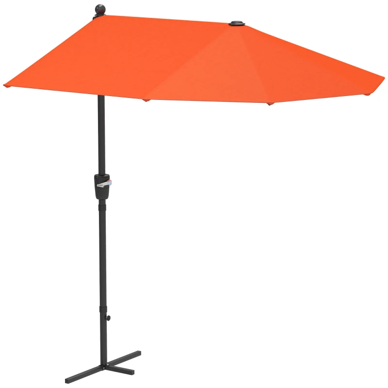 Outsunny 2m Half Parasol Umbrella - Orange