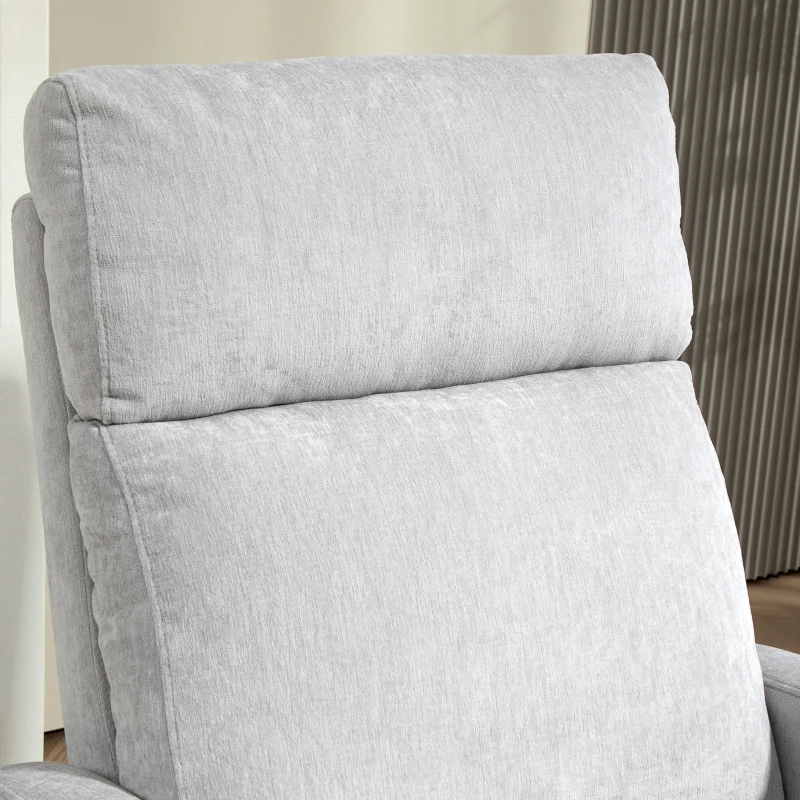 HOMCOM Sillón Relax Reclinable Tapizado en Lino Sintético con Reposapiés y Bolsillo Lateral Carga 120 kg Gris Claro(m-9)