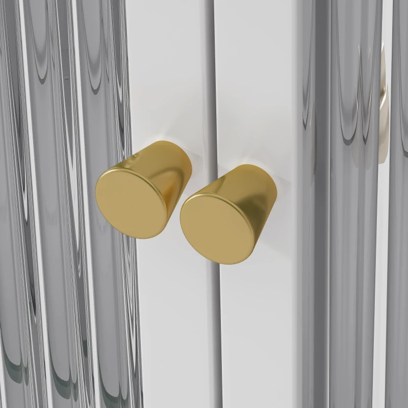 3-türiger Wandmontierter Glasschrank mit Gewölbtem Design, Vielseitiger Stauraum, 90×20×70 cm, Weiß