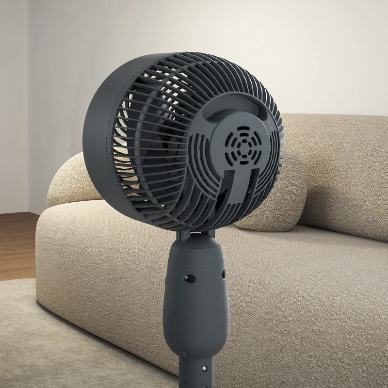 HOMCOM Pedestal Fan, Powerful Air Circulator, 12 Inch Floor Standing Fan with 3 Speed Settings, Oscillating Function for Bedroom, Home and Office, Grey