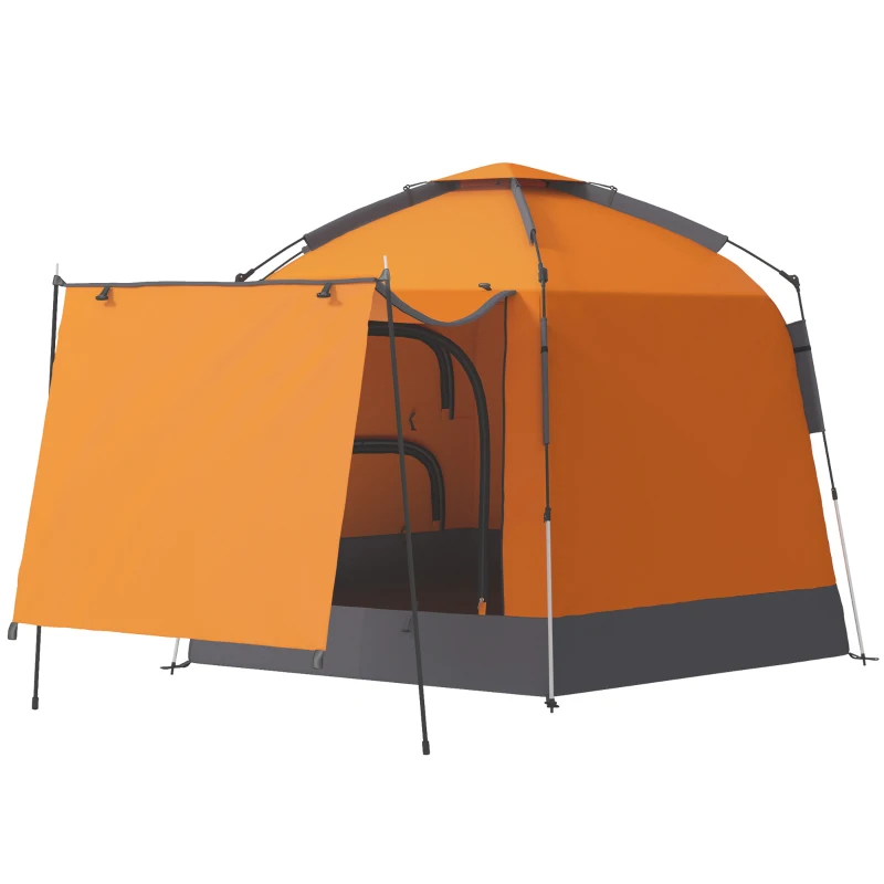 Outsunny Automatic Pop Up Camping Tent, Instant Setup 2-4 Man Tent with Mesh Windows, Waterproof & UV30+, Portable with Carry Bag for Fishing, Hiking, Backpacking, Orange