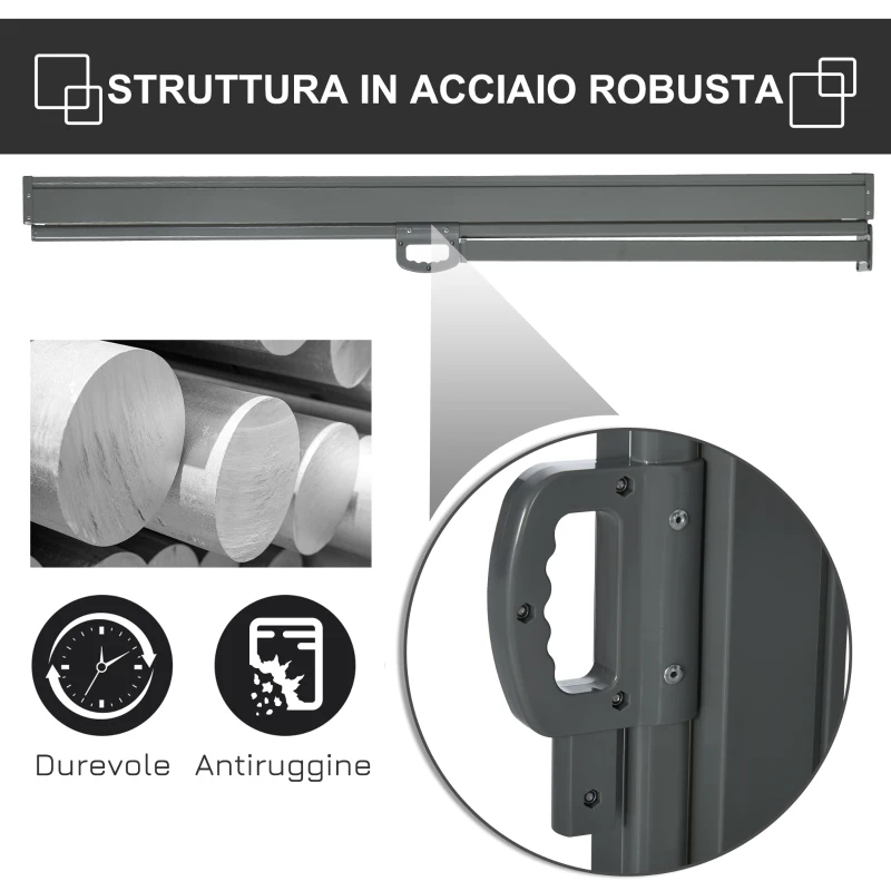 Outsunny Frangivista da Giardino Estensibile fino 3 m e Alto 1.6 m, Poliestere Anti UV e Alluminio, Grigio