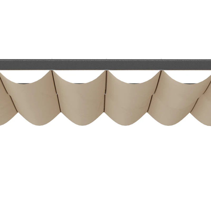 Outsunny Pavillon, Pergola mit einstellbarem Stoffdach, Partyzelt, Überdachung, Polyester, Beige, 300 x 280 x 238 cm