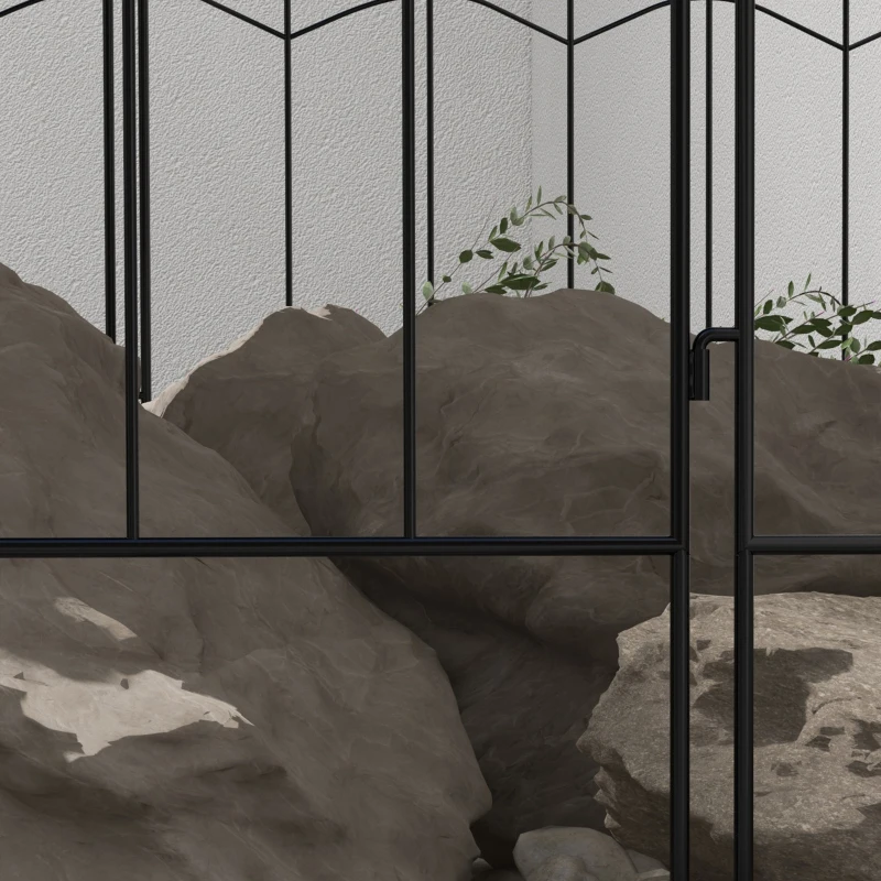 Outsunny Recinzione Esterna a 4 Pannelli i Acciaio Nero con 8 Picchetti da Terra, 348x110 cm