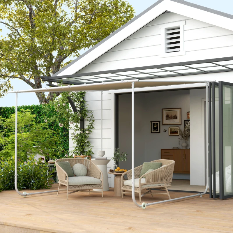 Outsunny Cenador de Jardín 3x3 m con Ruedas Protección UV 30+ Impermeable Sacos de Arena y Marco de Acero Crema