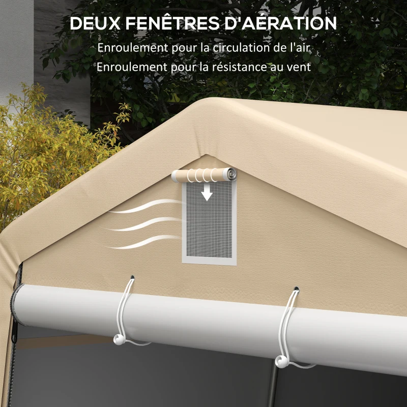 Outsunny Tente garage carport dim. 6,2L x 3,3l x 2,4H m acier galvanisé robuste PE haute densité 150 g/m² imperméable anti-UV(m-7)