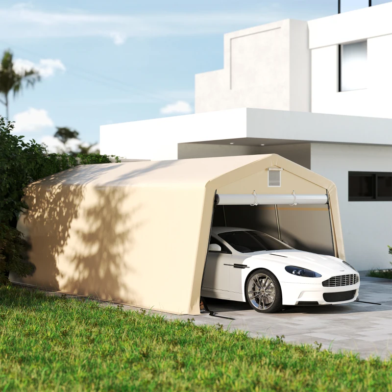 Outsunny Tente garage carport dim. 6,2L x 3,3l x 2,4H m acier galvanisé robuste PE haute densité 150 g/m² imperméable anti-UV(m-2)