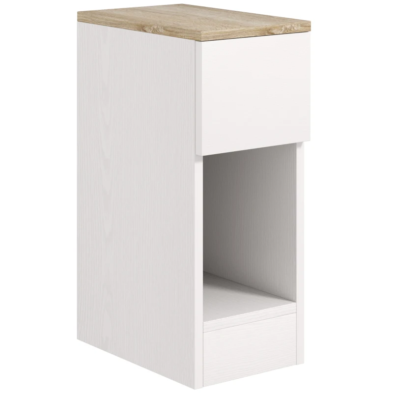 HOMCOM Comodino Moderno con Cassetto e Ripiano in Legno, 20x30x50 cm, Bianco