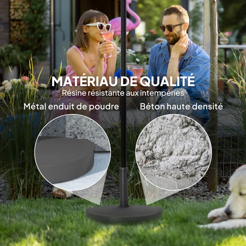 Outsunny Base de parasol 9 kg en résine pour mât de 34, 38, 48 mm, support de parasol, 49 x 31 x 33 cm, noir