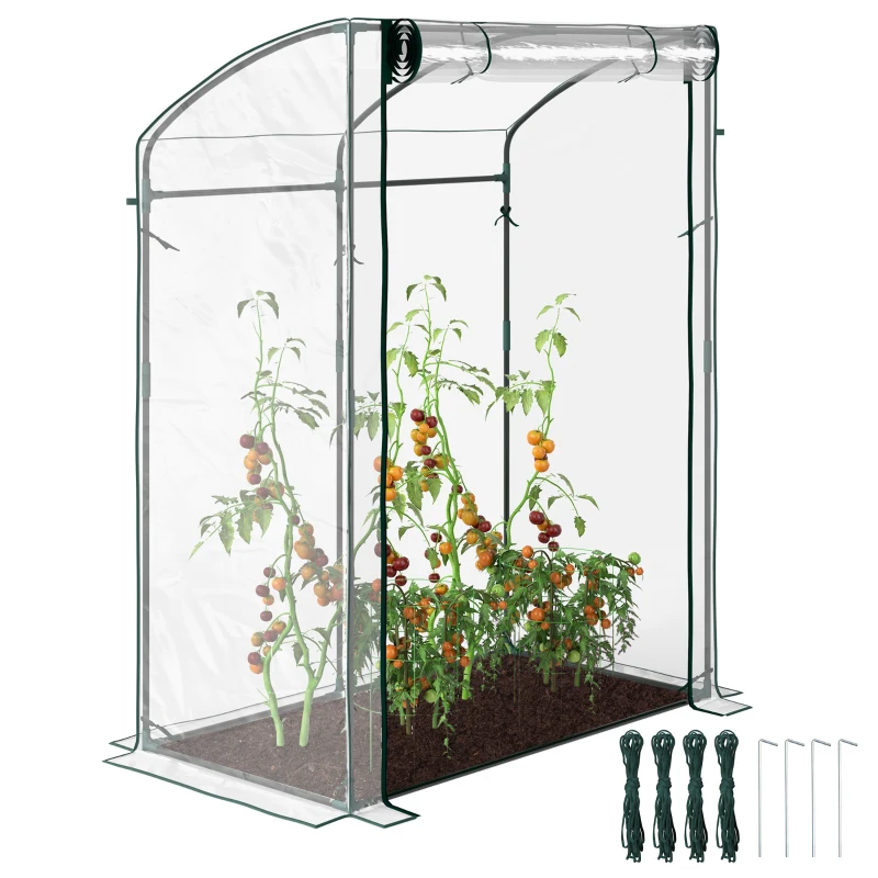 Outsunny Szklarnia z Drzwiami Łukowym Dachem Odporna na Zimę, Szklarnia Foliowa ze Stali 128 x 70 x 170 cm Przezroczysta