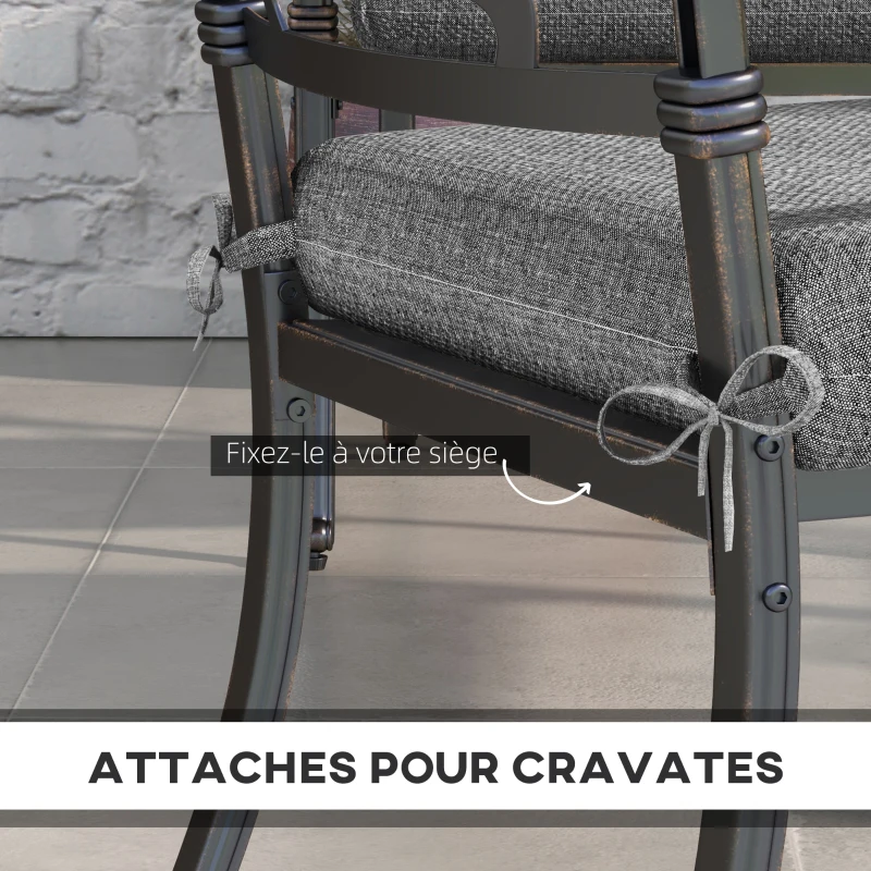 Outsunny Lot de 4 coussins de chaise, galettes de chaise 47 x 47 cm, rembourrage épais, résistant à la décoloration, gris