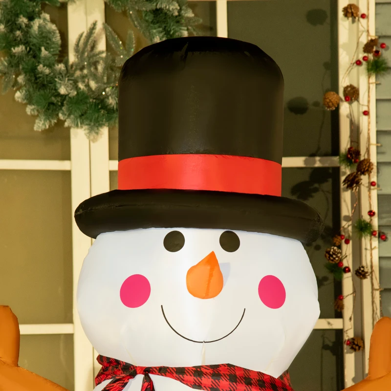 HOMCOM Weihnachten aufblasbarer Schneemann 1,82 m Weihnachtsdekoration wetterfest LEDs Polyester 100 x 80 x 182 cm