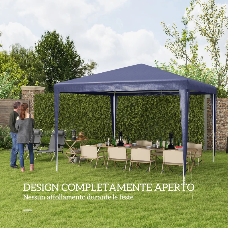 Outsunny Gazebo da Giardino 3x3 m Pieghevole e Portatile con Copertura Anti UV, Blu