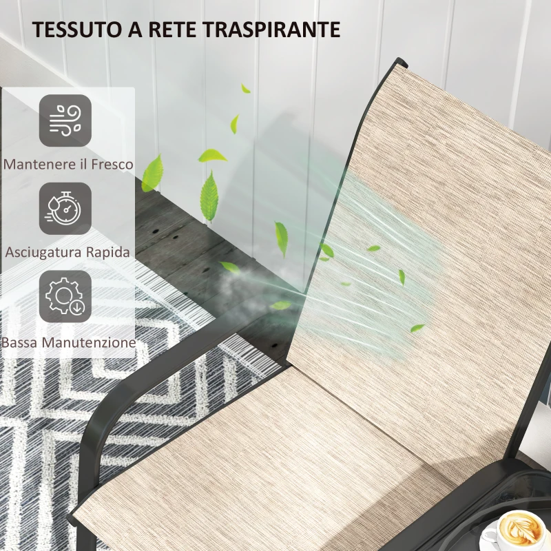 Outsunny Panchina 2 Posti da Giardino con Braccioli, Schienale Alto e Tavolino Basso Centrale in Vetro, Marrone e Nero