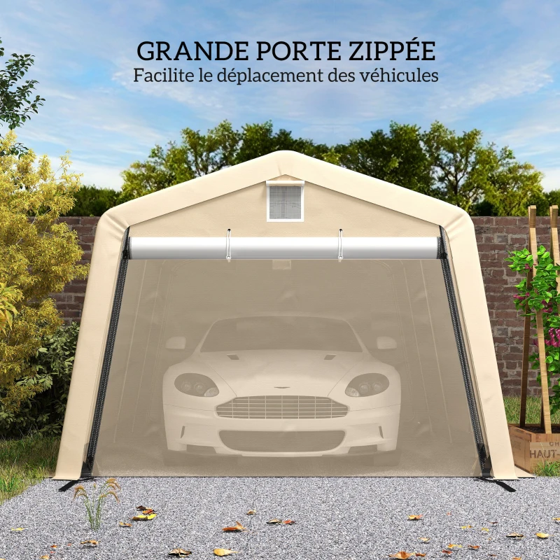 Outsunny Tente garage carport dim. 6,2L x 3,3l x 2,4H m acier galvanisé robuste PE haute densité 150 g/m² imperméable anti-UV(m-6)