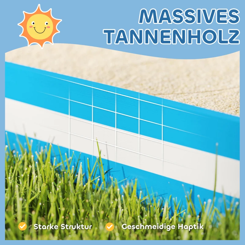 AIYAPLAY Kinderzandbak met 4 Zitplaatsen, van Sparrenhout, Bodemloos, Blauw