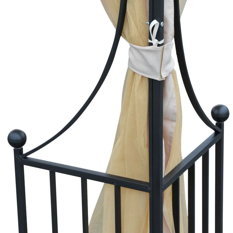 Outsunny Gartenpavillon Gartenzelt,  inkl. Befestigungsmaterial, wetterbeständig, 295 cm x 295 cm x 275 cm. Beige + Schwarz