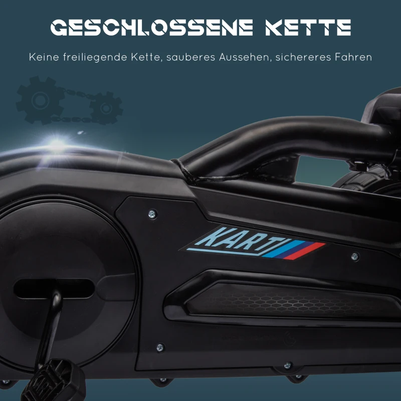 HOMCOM Go-Kart, Kinderfahrzeug mit verstellbarem Sitz, Tretfahrzeug, Tretauto mit Handbremse, 3-8 Jahre, Outdoor, Schwarz(m-8)