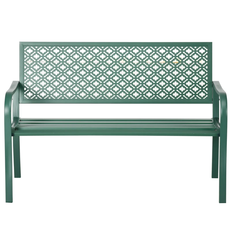 Outsunny Gartenbank aus Metall, 2-Sitzer, wetterbeständig, 127 cm x 63 cm x 83 cm, Grün