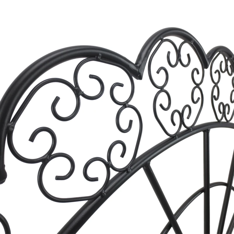 Outsunny 2-Sitzer Gartenbank robust, Parkbank rostfrei Sitzbank Bank Gartenmöbel für Terrasse, Garten und den generellen Außenbereich 107cm x 55,5cm x 90,5cm, Schwarz