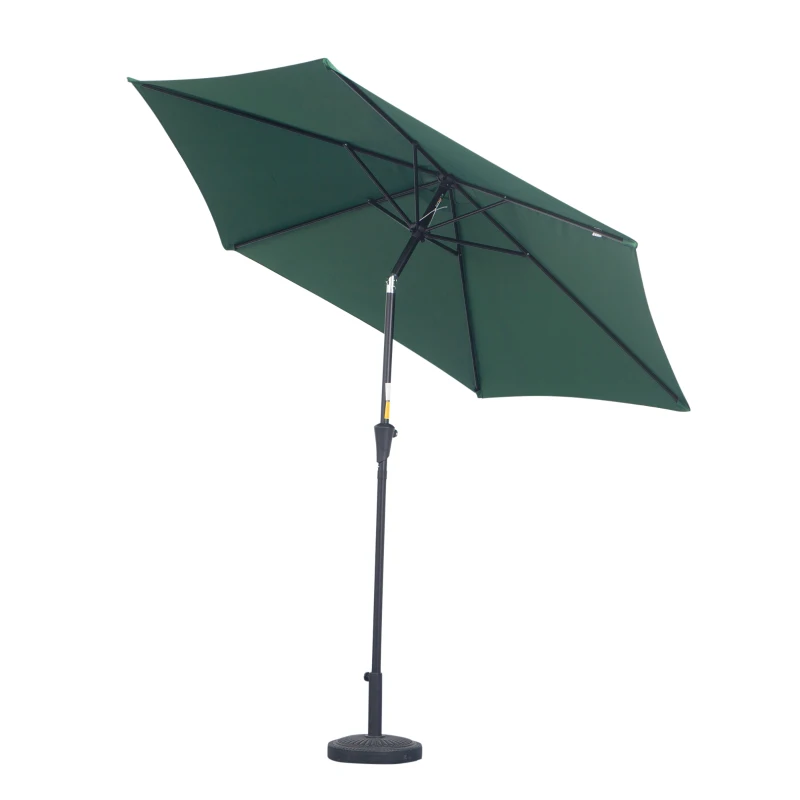 Outsunny Knickschirm Sonnenschirm Gartenschirm Marktschirm mit Handkurbel Alu 180/㎡ Polyester Dunkelgrün ∅2,6 x 2,35 m