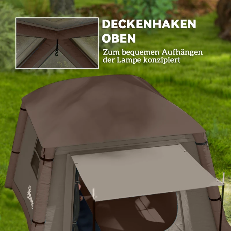 Outsunny Opblaasbare Campingtent voor 1-2 Personen Outdoor Familie Tent met Haak, Luchtpomp, Vensters en Deuren voor 4 Seizoenen