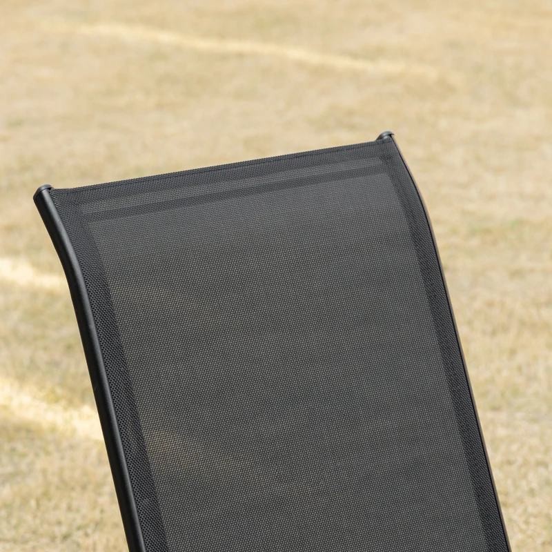 Outsunny Sedie da Giardino Set 4 Pezzi con Braccioli, in Metallo e Tessuto Traspirante, 70x54x90cm, Nero