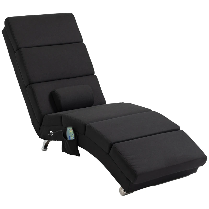 HOMCOM Massagestoel, Relaxfauteuil met 8 Vibratiepunten, 5 Modi, 56 x 168 x 84 cm, Zwart