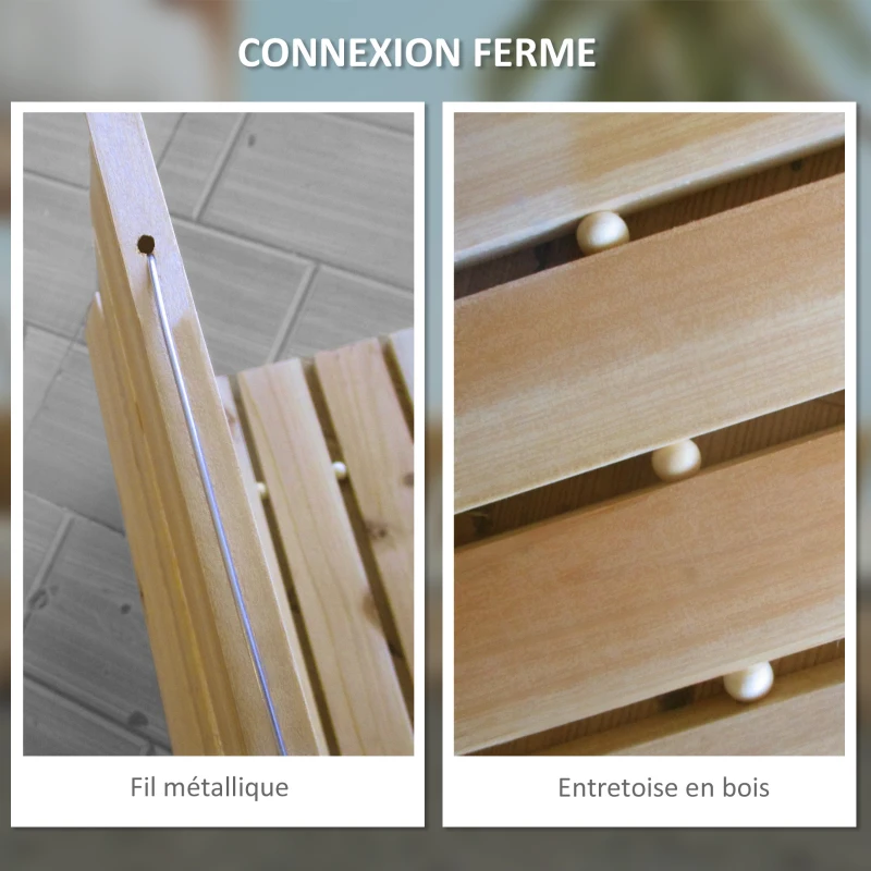 Outsunny Allée chemin de jardin incurvé en lattes de bois enroulable - bois massif de pin 120/72 x 38 cm