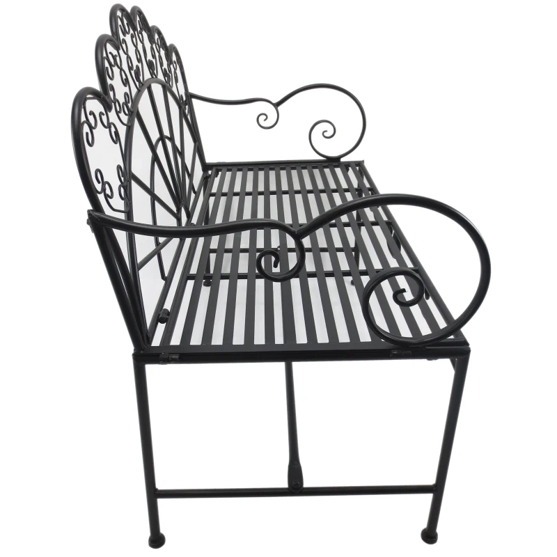 Outsunny 2-Sitzer Gartenbank robust, Parkbank rostfrei Sitzbank Bank Gartenmöbel für Terrasse, Garten und den generellen Außenbereich 107cm x 55,5cm x 90,5cm, Schwarz