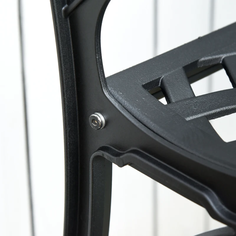 Outsunny 2-Sitzer Sitzbank Alu Gartenbank Metallbank Bank mit Armlehnen Landhausstil Schwarz 102,5 x 61 x 84 cm