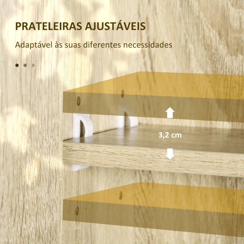 kleankin Armário de Casa de Banho com Espelho com 1 Porta Prateleira Ajustável Toalheiro e Compartimento 60x15x70 cm Carvalho