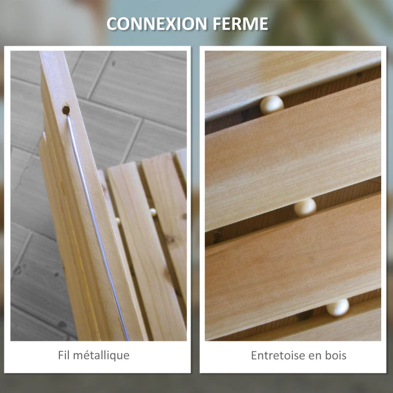 Outsunny Allée chemin de jardin en lattes de bois enroulable - bois massif de pin 120 x 38 cm