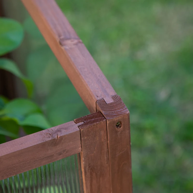 Outsunny Hochbeet aus Holz Frühbeet 90 x 50 x 93 cm Gewächstisch mit Abdeckung wetterfes Kräuterbeet Pflanzkasten für Garten, Balkon und Terrasse Braun
