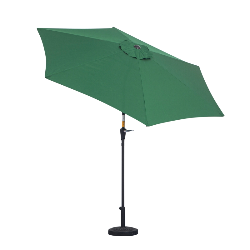 Outsunny Knickschirm Sonnenschirm Gartenschirm Marktschirm mit Handkurbel Alu 180/㎡ Polyester Dunkelgrün ∅2,6 x 2,35 m