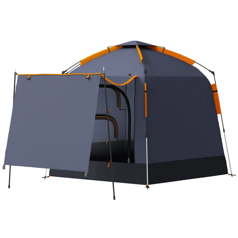 Outsunny Automatic Pop Up Camping Tent, Instant Setup 2-4 Man Tent with Mesh Windows, Waterproof & UV30+, Portable with Carry Bag for Fishing, Hiking, Backpacking, Dark Grey