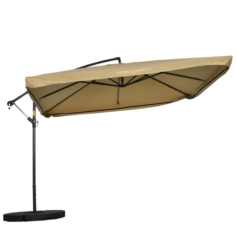 Outsunny Ampelschirm mit Moskitonetz, Inkl. Handkurbel, Lüftungsöffnung, 295 cm x 295 cm x 260 cm, Weiß + Schwarz