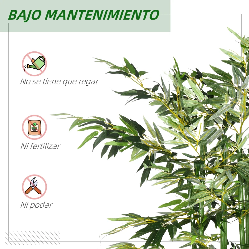 HOMCOM Pack de 2 Bambú Artificial con Maceta de Madera Plantas Artificiales de Decoración para Interior 35x10x180 cm Verde