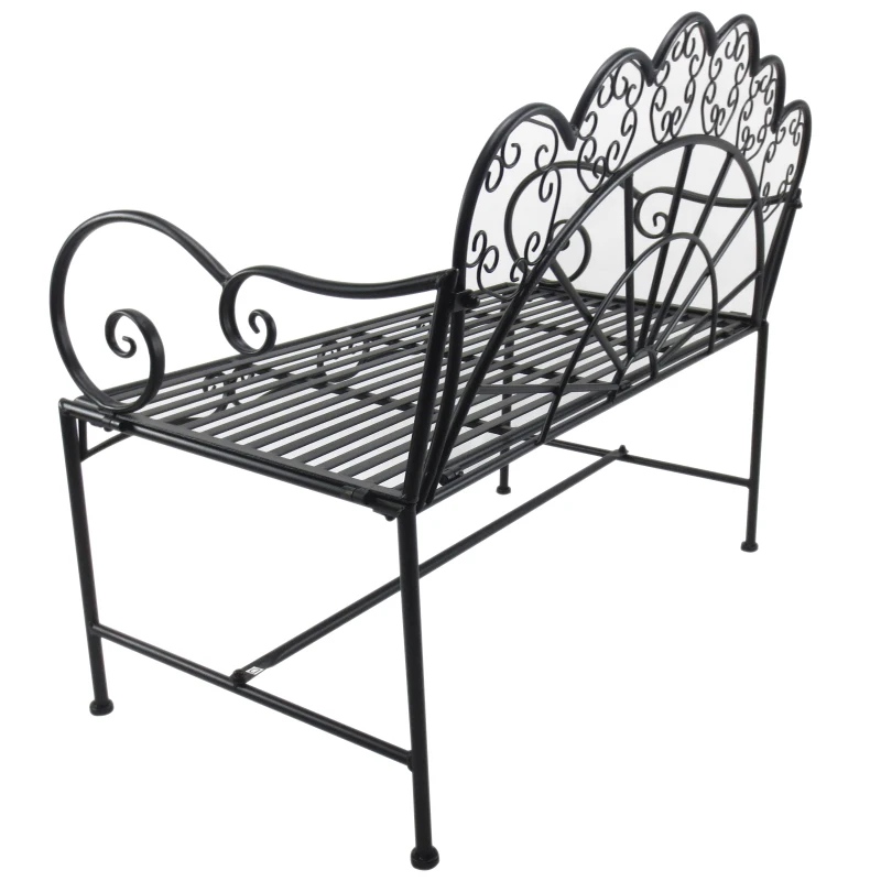 Outsunny 2-Sitzer Gartenbank robust, Parkbank rostfrei Sitzbank Bank Gartenmöbel für Terrasse, Garten und den generellen Außenbereich 107cm x 55,5cm x 90,5cm, Schwarz