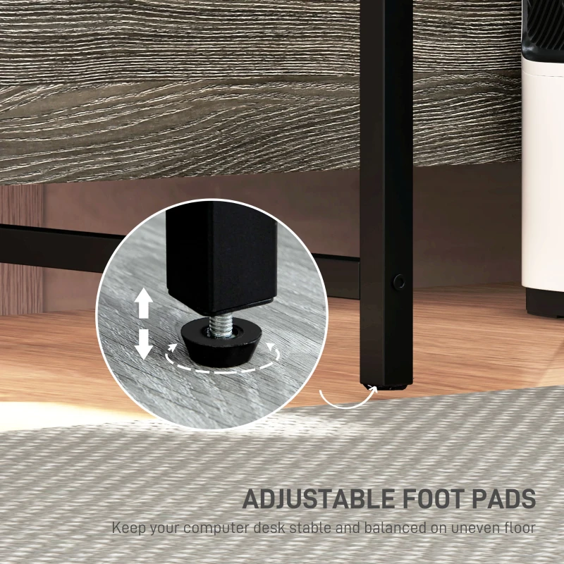 HOMCOM Industrial 'L' Shaped Multi-Work Desk - Charcoal Grey