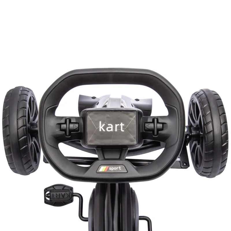 HOMCOM Go-Kart, Kinderfahrzeug mit verstellbarem Sitz, Tretfahrzeug, Tretauto mit Handbremse, 3-8 Jahre, Outdoor, Schwarz(m-9)